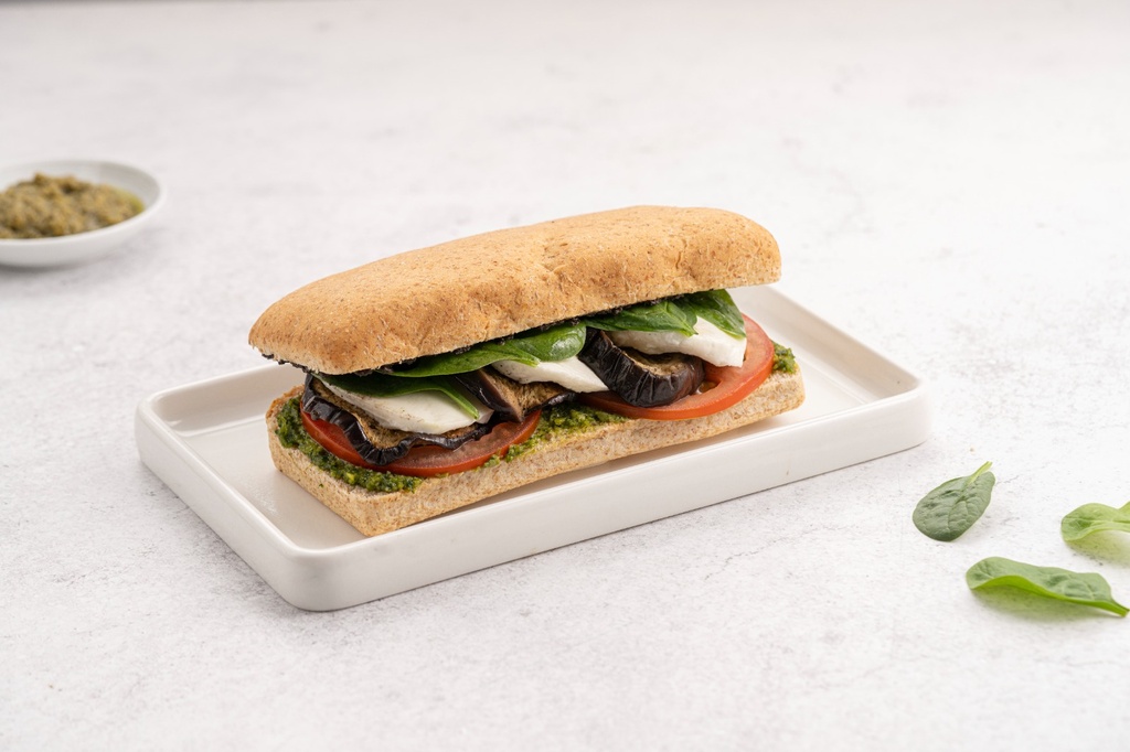 Eggplant Spinach & Mozzarella Sandwich