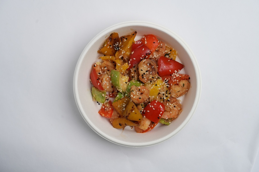 Sesame Shrimp with Roasted Vegetables