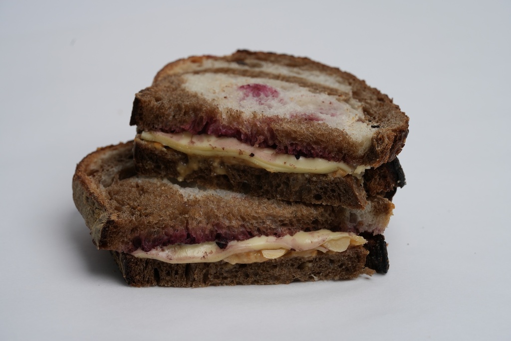 Homemade Peanut Butter with Blueberry Jam Sandwich