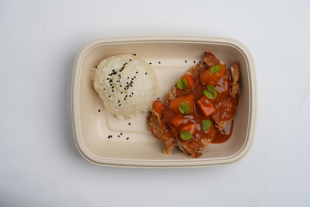 Japanese Katsu curry with sticky rice