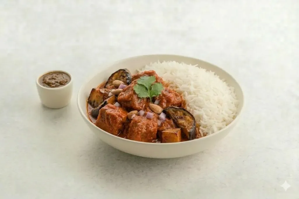 Lamb Eggplant Stew with white rice (H)